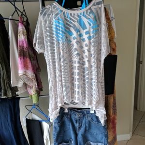 Katherine Barclay top shirt see through beige